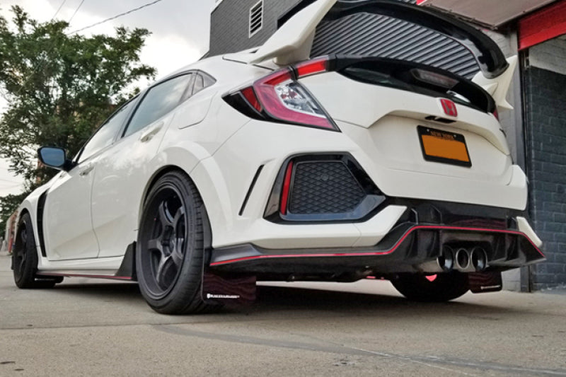 Rally Armor 17-18 Honda Civic Type R (Type R Only) UR Black Mud Flap w/ White Logo