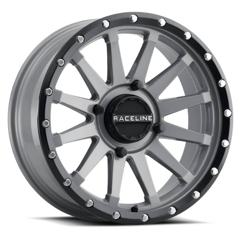 Raceline A95SG Trophy 14x7 Cast Wheel, 4x137 Bolt Pattern, +10mm Offset, Gray with Black Lip