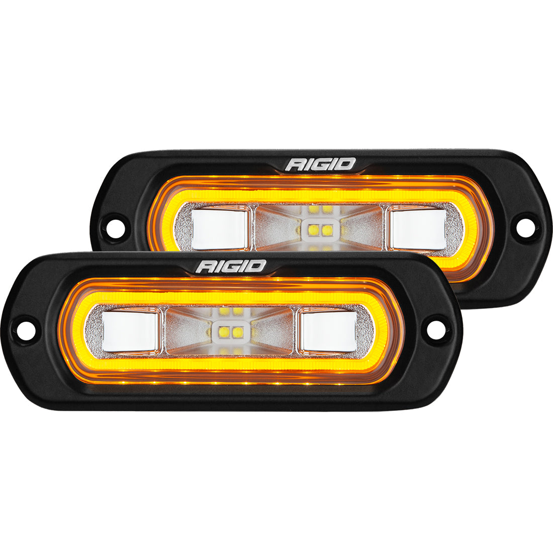 Rigid Industries - 53222 - LED Light Pods - SR-L Series Off-Road Spreader Pod 3 Wire Flush Mount With Red Halo Pair