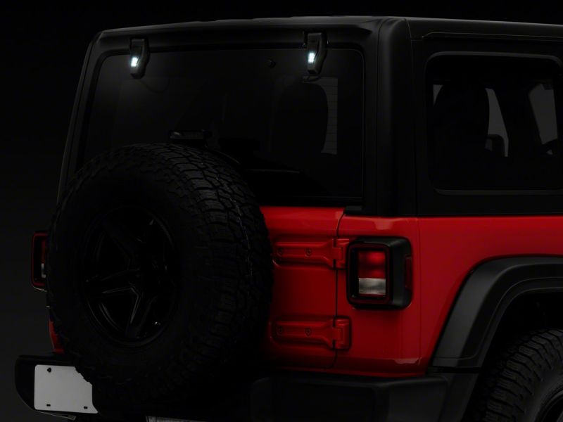 Raxiom Axial Series Rear Window Glass Hinge LED Lights for 2018-2023 Jeep Wrangler JL, Part Number raxJ155993-JL