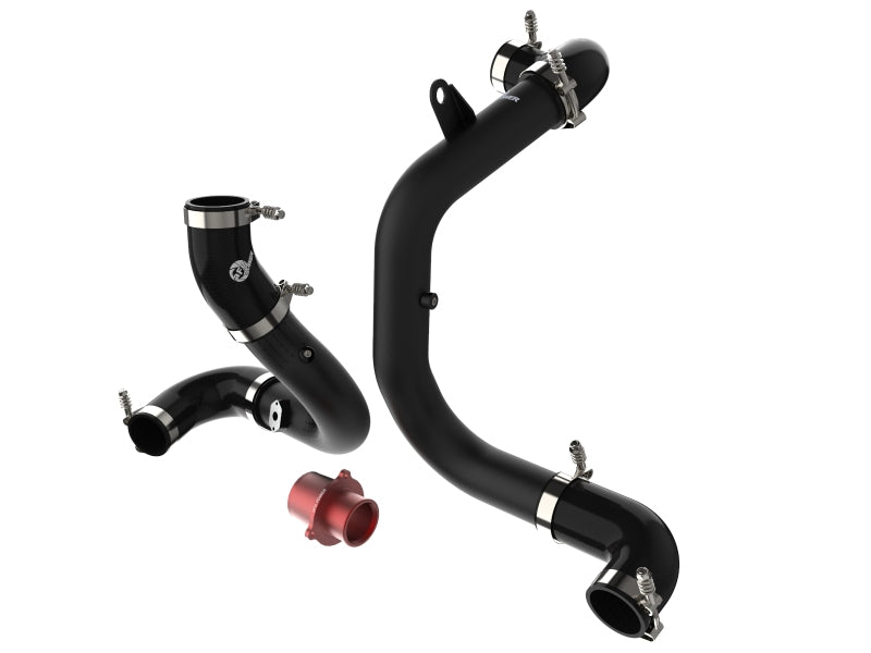 aFe BladeRunner Aluminum Hot and Cold Charge Pipe Kit with Turbo Muffler Delete, Wrinkle Black, 46-20415-B