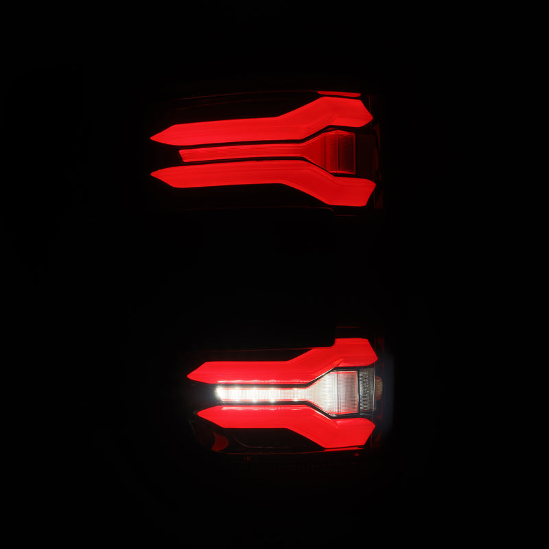 AlphaRex 24-25 Ford F-150 LUXX LED Taillights with Smoked Lens - Black-Red Activ Light and Sequential Signal