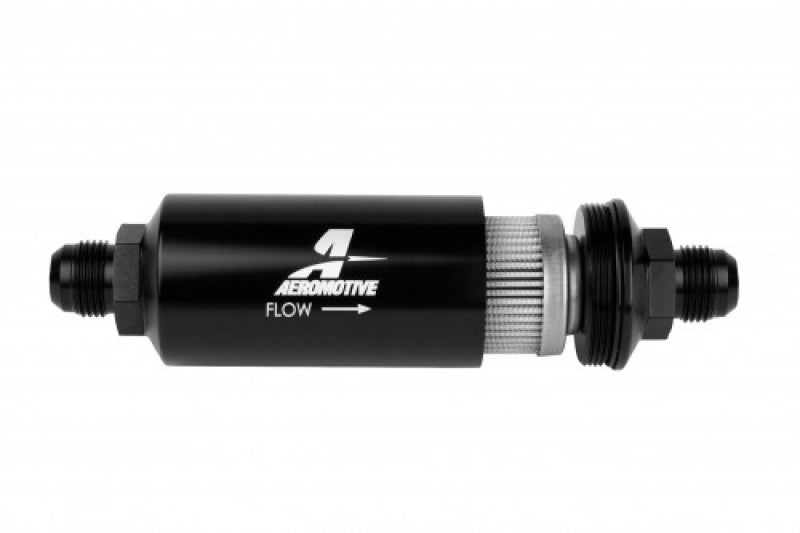 Aeromotive 12389 In-Line Fuel Filter with 100-Micron Stainless Steel Element, AN-10 Male, Black Anodized