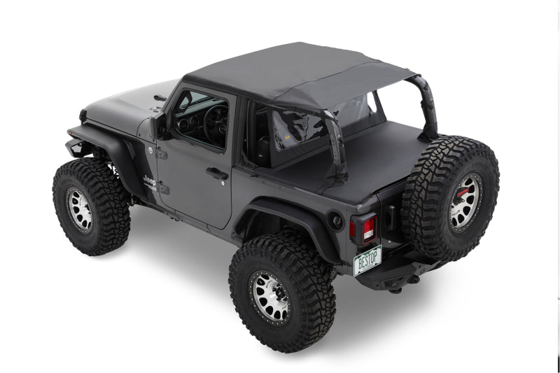 Bestop Header Safari Cable Style Bikini for Jeep Wrangler JL 2-Door (Black Diamond) – Model 1022906