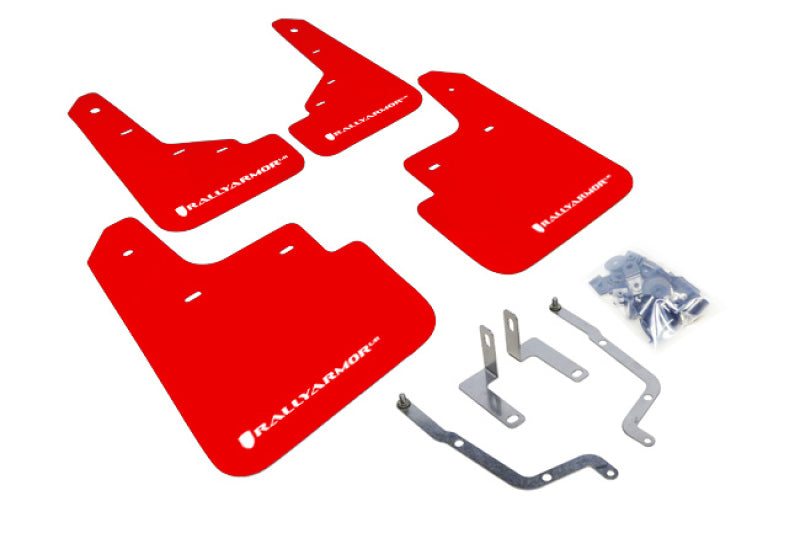 Rally Armor ralMF31-UR-RD/WH 14-18 Mazda3 Red UR Mud Flap with White Logo