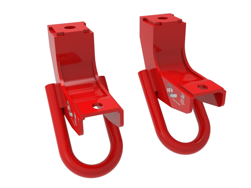 aFe POWER Front Tow Hooks, Red, Toyota Tundra 2022–2026, Part Number afe450-72T001-R