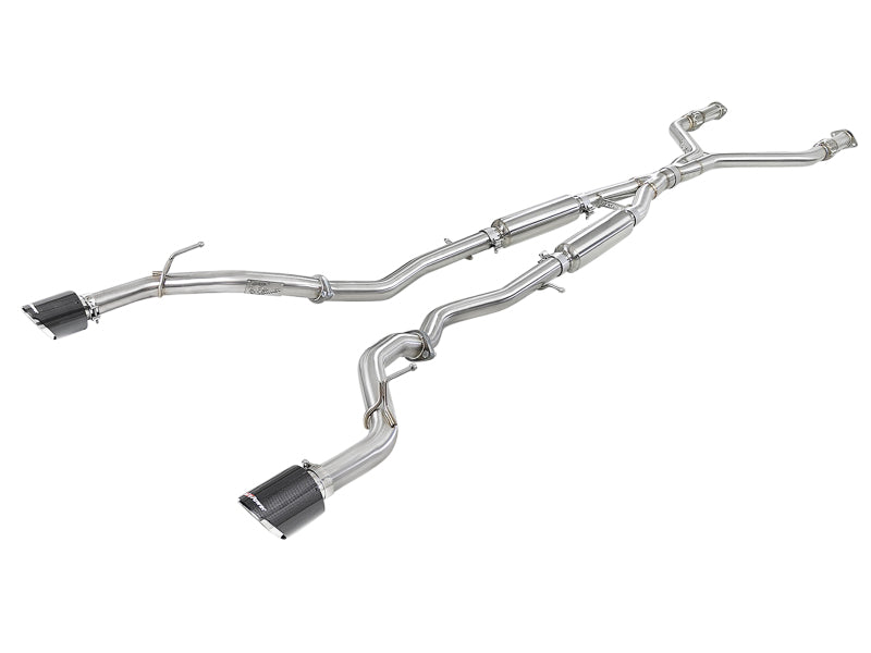 aFe POWER Takeda 2.5-Inch 304 Stainless Steel Cat-Back Exhaust with Carbon Fiber Tips for Infiniti Q60 V6 3.0L Twin-Turbo, Part 49-36134NM-C