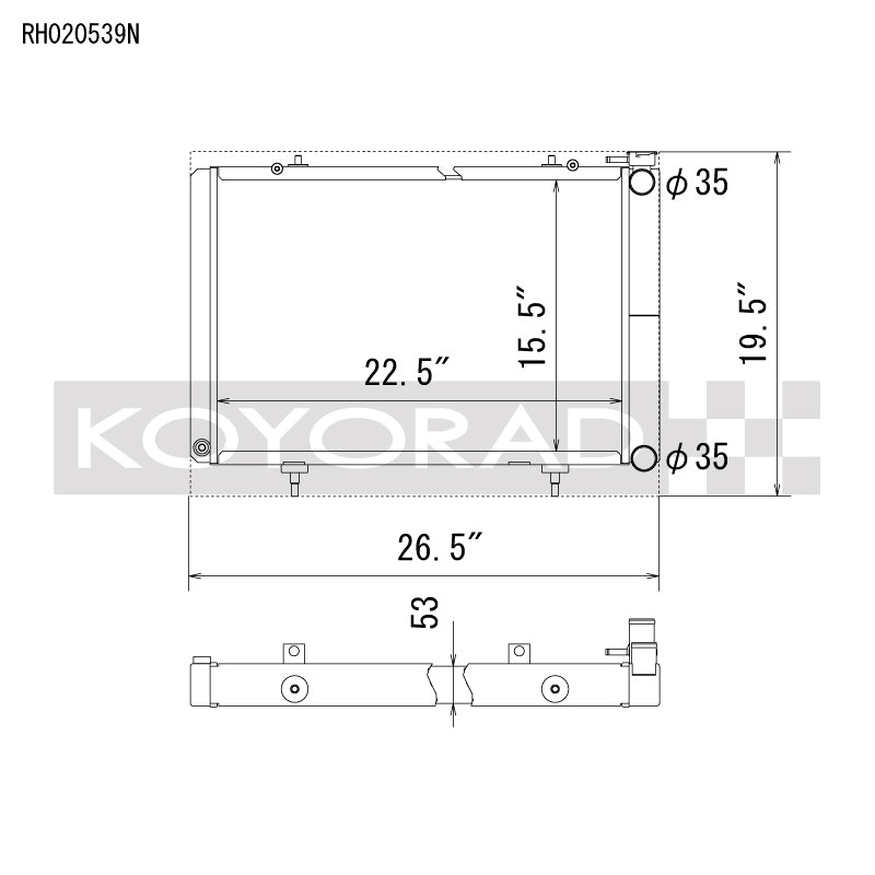 Koyo Nissan 240SX V8 Swap/KA24 Turbo Manual Transmission Radiator RH020539N