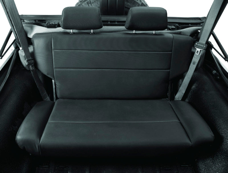 Bestop N-Tumble Seat for Jeep CJ5, CJ7, and Wrangler YJ - Black Vinyl Fold-and-Tumble Rear Seat