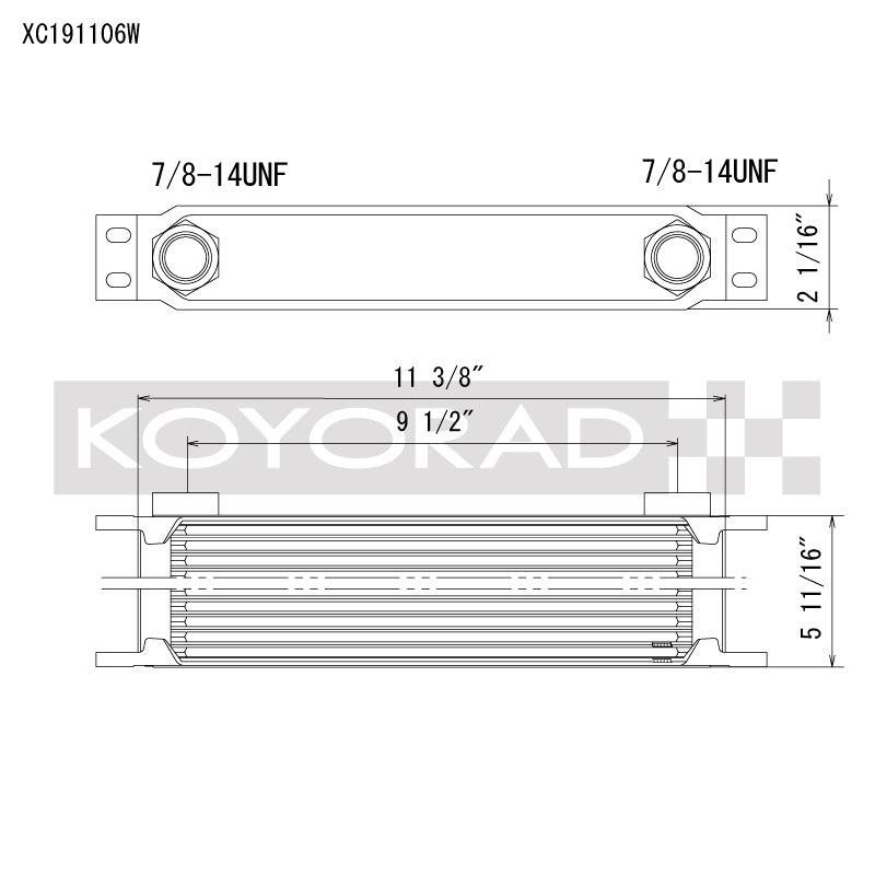 Koyo XC191106W 19-Row Oil Cooler with AN-10 ORB Provisions