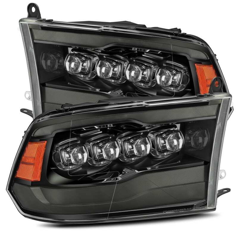 AlphaRex NOVA LED Projector Headlights for 2009-2018 Dodge Ram 1500, Alpha Black Plank Style with DRL