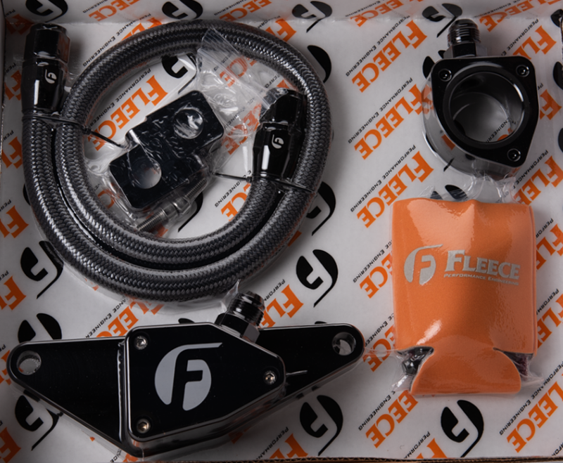 Fleece Performance fpeFPE-CLNTBYPS-CUMMINS-MAN-SS 2003–2007 Manual Transmission Cummins Coolant Bypass Kit with Stainless Steel Braided Line