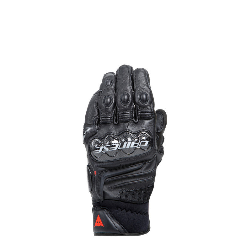Dainese Carbon 4 Short Leather Gloves Black/Fluorescent Red - Large