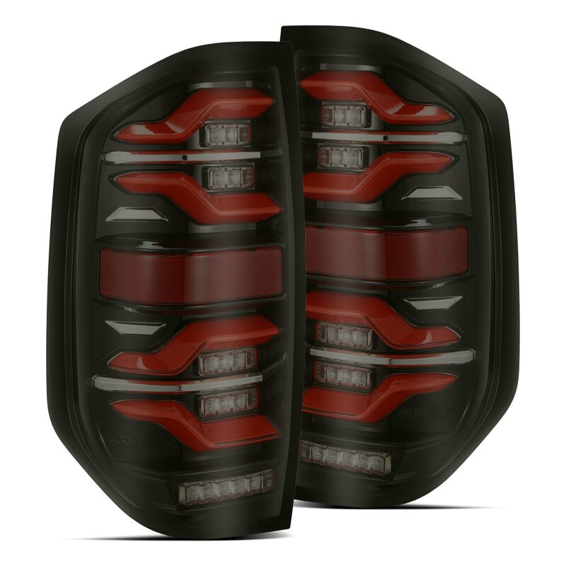 AlphaRex LUXX LED Taillights for 2014-2021 Toyota Tundra, Black/Red with Active Light and Sequential Signal - ARX672050