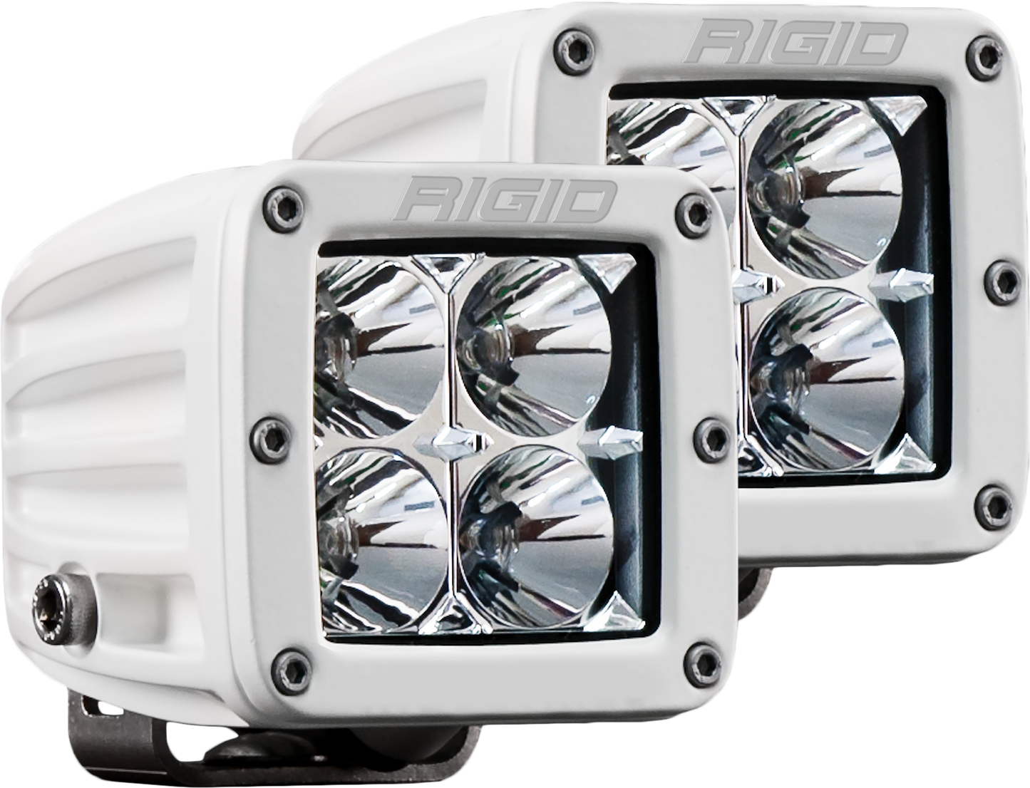 Rigid Industries - 602113 - Auxiliary Light - Hybrid Flood Surface Mount White Housing Pair D-Series Pro