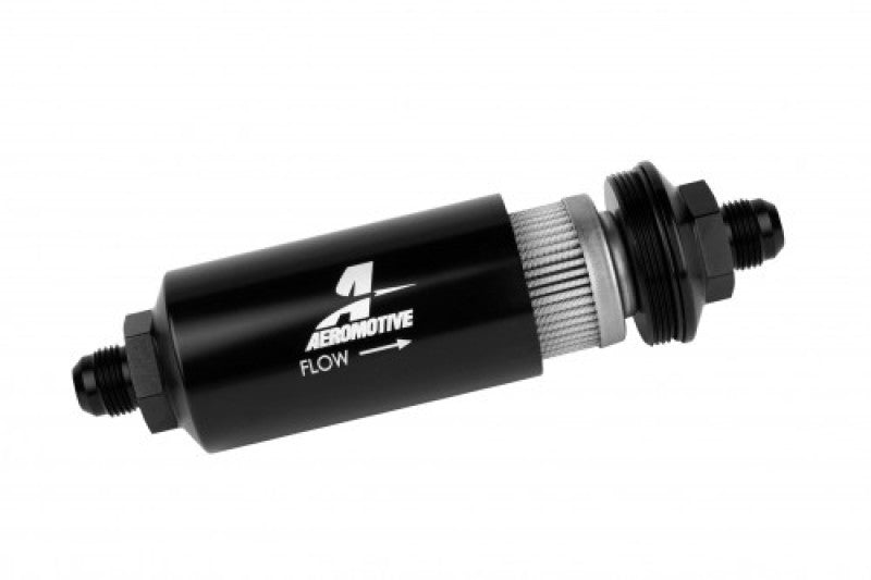 Aeromotive AER12378 In-Line Fuel Filter, AN-8 Male, 40-Micron Stainless Mesh, Black Anodized