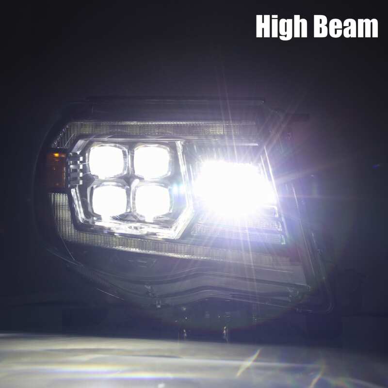AlphaRex NOVA LED Projector Headlights for 2005-2011 Toyota Tacoma, Plank Style, Alpha Black with Active Light and DRL
