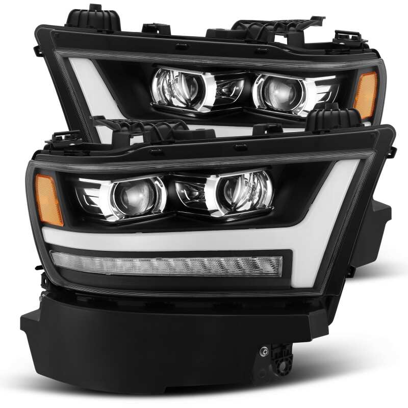 AlphaRex PRO-Series Projector Headlights for 2019-2020 Ram 1500, Plank Style Black Housing with Active Lighting