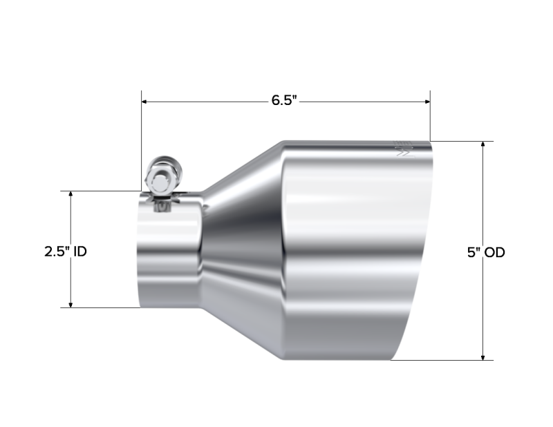 MBRP T5190 Armor Pro Universal Stainless Steel Exhaust Tip, 2.5-Inch Inlet, 5-Inch Outlet