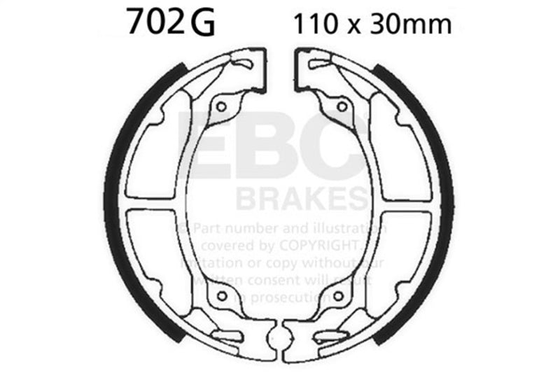 EBC Powersports 702G Grooved Motorcycle Replacement Brake Shoes