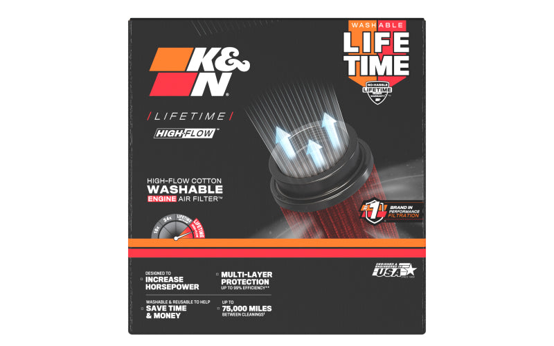 K&N Engineering RU-3060 Universal Round Straight Air Filter, 6-Inch Flange ID