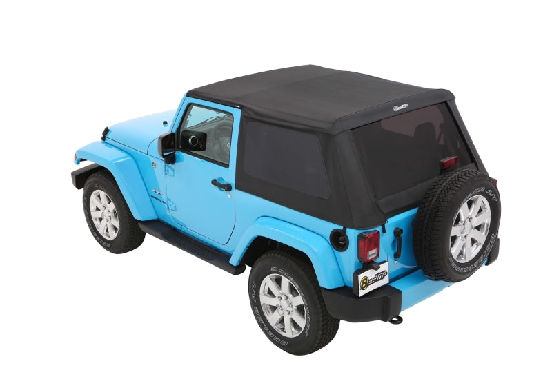 Bestop Trektop for Jeep Wrangler JK 2-Door (Premium Black Twill) – Versatile Soft Top with Zipper-less Technology