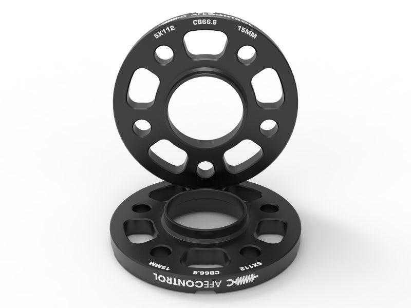aFe CONTROL 15mm Billet Aluminum Wheel Spacers for Toyota GR Supra and BMW G-Series, 5x112, 66.6mm Hub Bore - afe610-721002-B