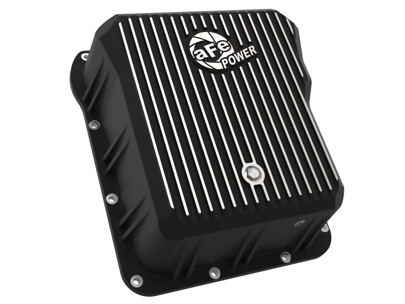 aFe POWER Pro Series Transmission Pan with Machined Fins, Black, GM Diesel Trucks, Part Number 46-70072
