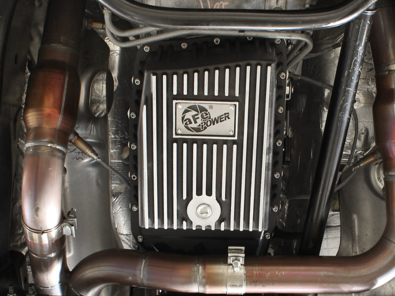 aFe POWER Pro Series Transmission Pan, Black with Machined Fins, Ford F-150 6R80, Part Number 46-70172