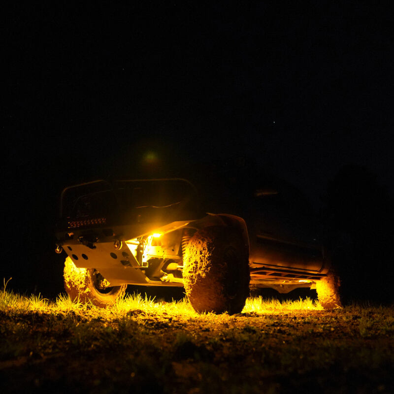 KC HiLiTES Cyclone V2 LED 6-Light Rock Light System, Amber Flood Beam, Part KCL91041