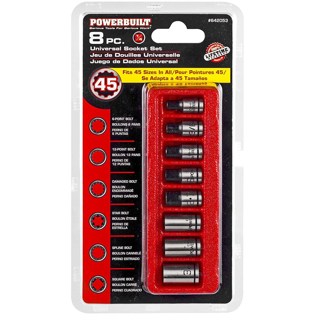 PowerBuilt 1/4-Inch Drive Universal Socket Set with Storage Tray, 8-Piece