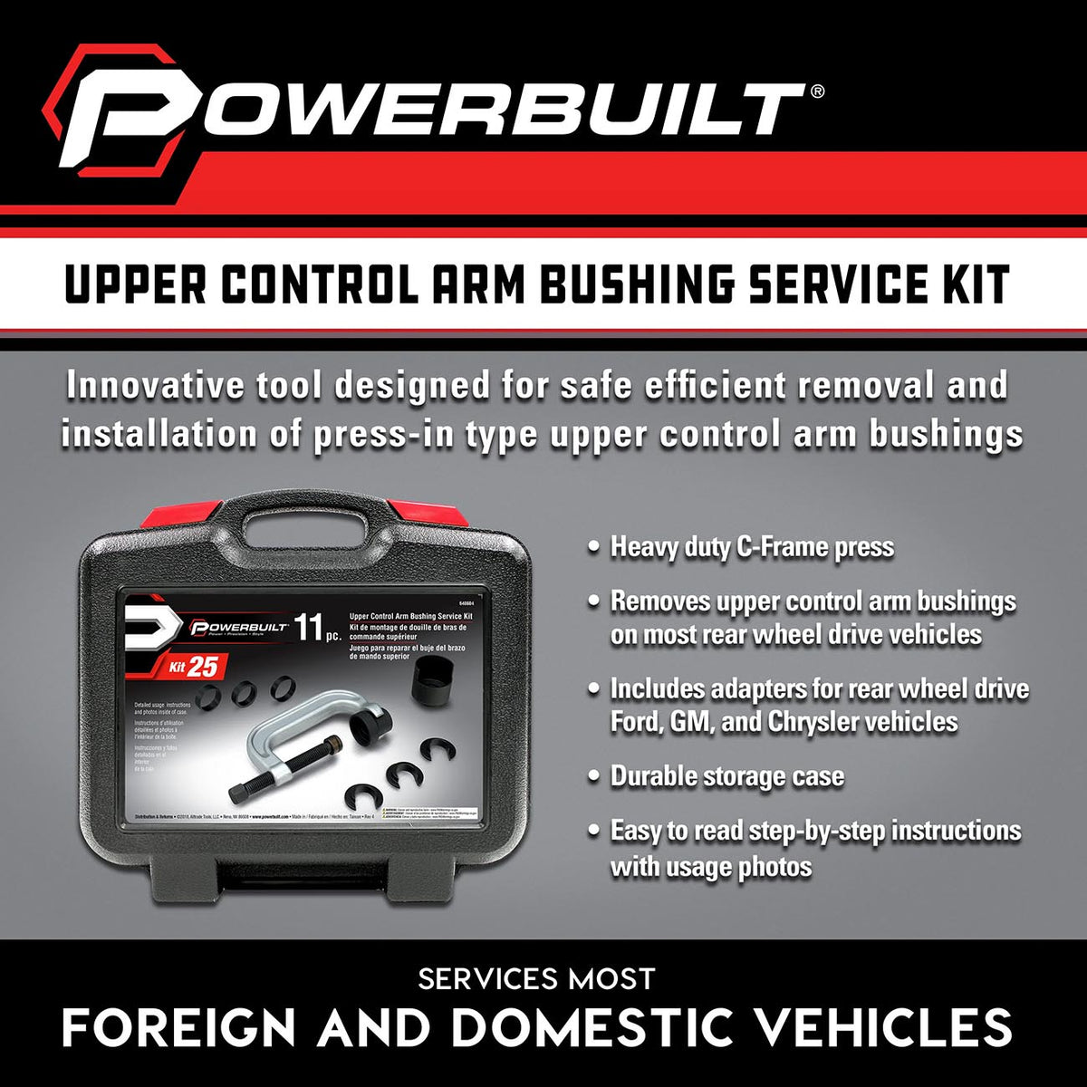 Powerbuilt Upper Control Arm Bushing Service Tool Set