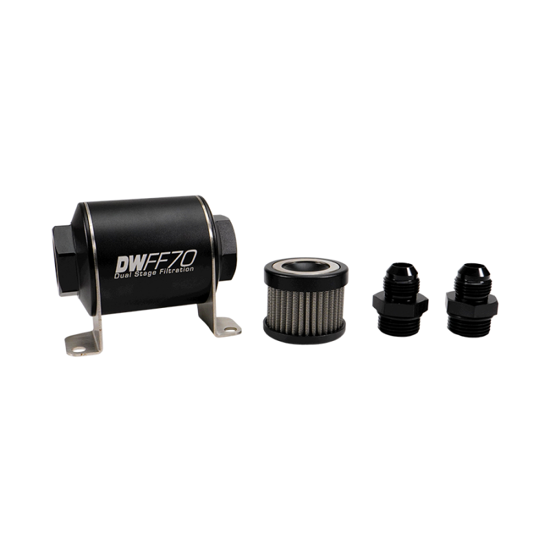 DeatschWerks DWK8-03-070-005K-8 Stainless Steel 8AN 5-Micron Inline Fuel Filter Housing Kit