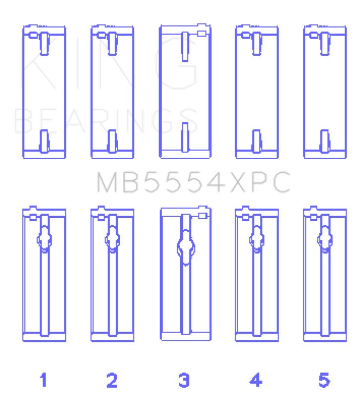 King Engine Bearings MB5554XPC pMaxKote Performance Main Bearing Set for Toyota 3S-GTE 16V 2.0L, Standard Size