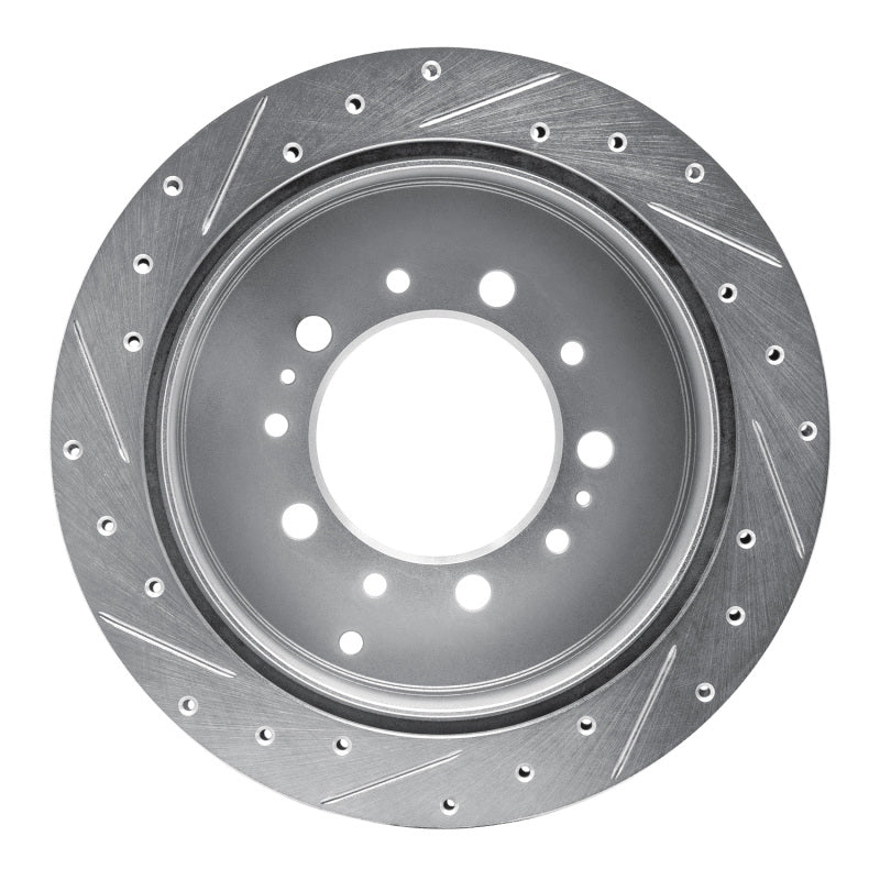 R1 Concepts RNC631-76137R Rear Right Drilled and Slotted Silver Brake Rotor for Toyota Land Cruiser, Sequoia, and Tundra