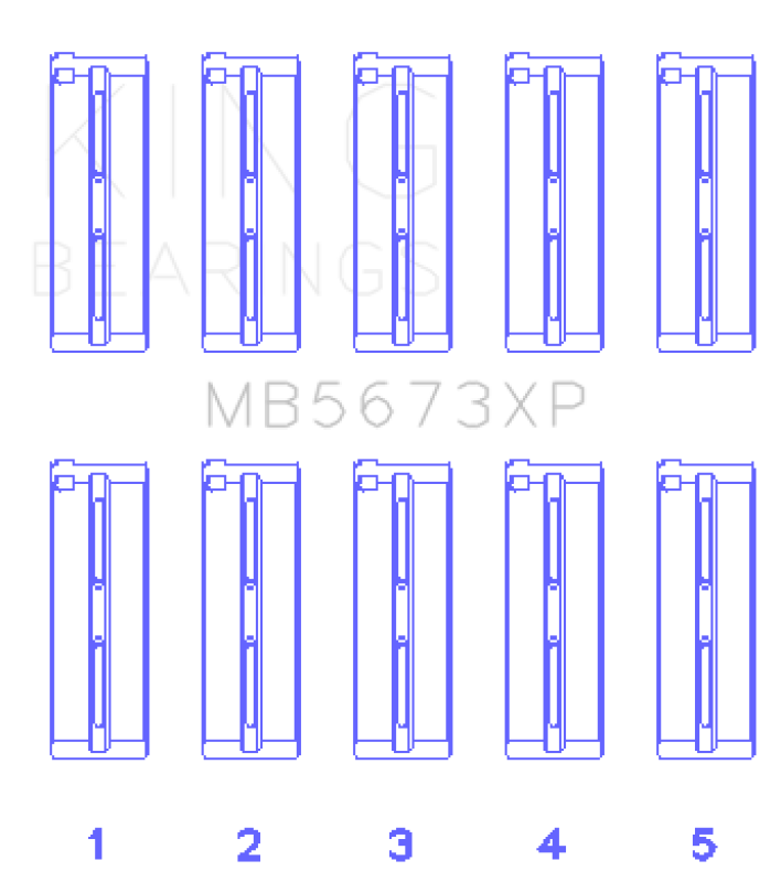 King Engine Bearings MB5673XP Honda F20C/F22C Performance Main Bearing Set, Standard Size