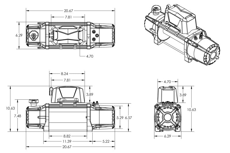DV8 Offroad Xtract 12K Synthetic Rope Winch, Part Number dveWB12K-SR