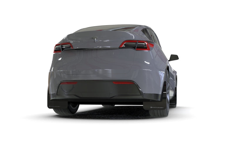 Rally Armor ralMF72-UR-BLK/BL 2020-2024 Tesla Model Y Black UR Mud Flaps with Blue Logo