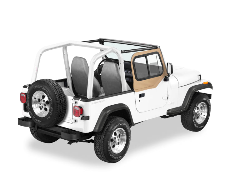 Bestop 97-06 Jeep Wrangler TJ Upper Door Sliders with Dual Sliding Windows - Dark Tan