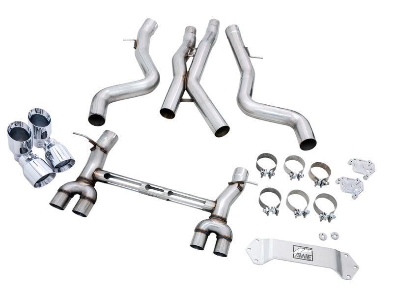 AWE Tuning BMW F8X M3/M4  Track Edition Catback Exhaust - Chrome Silver Tips