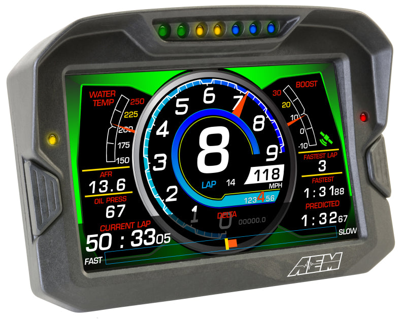 AEM CD-7G Carbon Digital Dash Display, GPS-Enabled Non-Logging Race Dash with CAN Input Only, Part Number 30-5702