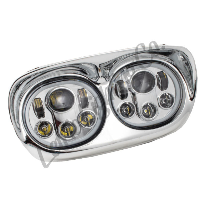 Letric Lighting Dual Headlight with Halo, 5.75-Inch Chrome, Part Number letLLC-LRHP-HCC