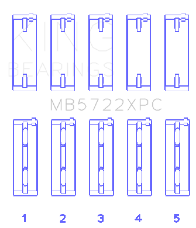 King Engine Bearings MB5722XPCSTDX Coated Performance Main Bearing Set for 2007+ Mitsubishi 4B11T EVO X