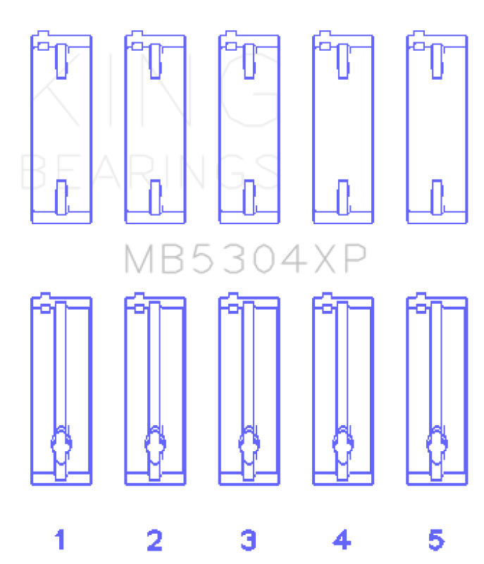 King Engine Bearings MB5304XP0.25 Mazda B6/B6-T/ZM/B3/B5 Main Bearing Set, +0.25 mm