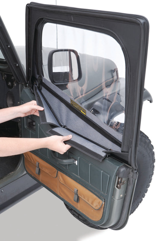 Bestop 88-95 Jeep Wrangler YJ Fabric Door Skins (Black Denim) - Replacement Upper Door Panels