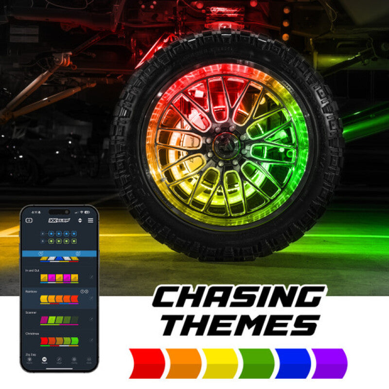 XKGLOW XKmax 15-inch LED Ultra 3-Row Wheel Ring Light Kit with RGBW Color Chasing and App Control