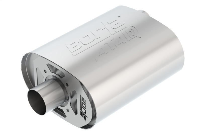 Borla CrateMuffler ATAK Muffler for Ford Coyote 5.0L V8, 2.5-Inch Offset Inlet and Center Outlet, Part BOR400856