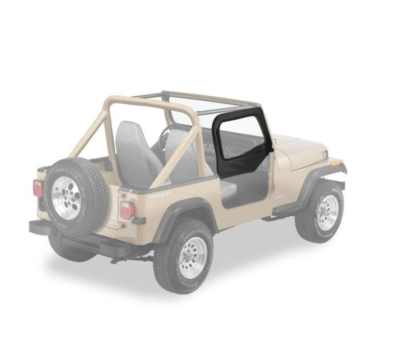 Bestop 88-95 Jeep Wrangler YJ Upper Fabric Doors with Rounded Upper Corners - Black Denim