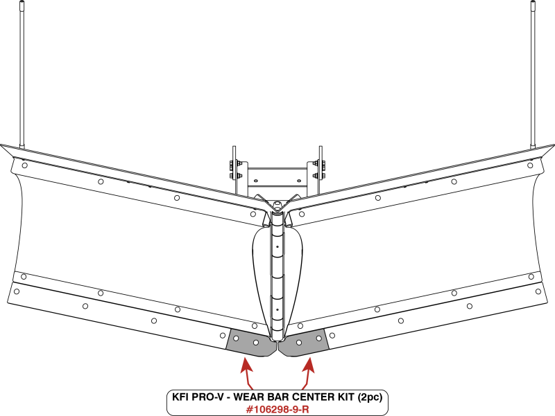 KFI 106298-9-R Wear Bar Center Kit for V-Plow, 2-Piece