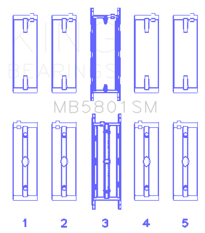 King Engine Bearings BMW N63/S63 Crankshaft Main Bearing Set +0.25mm - MB5801SM0.25